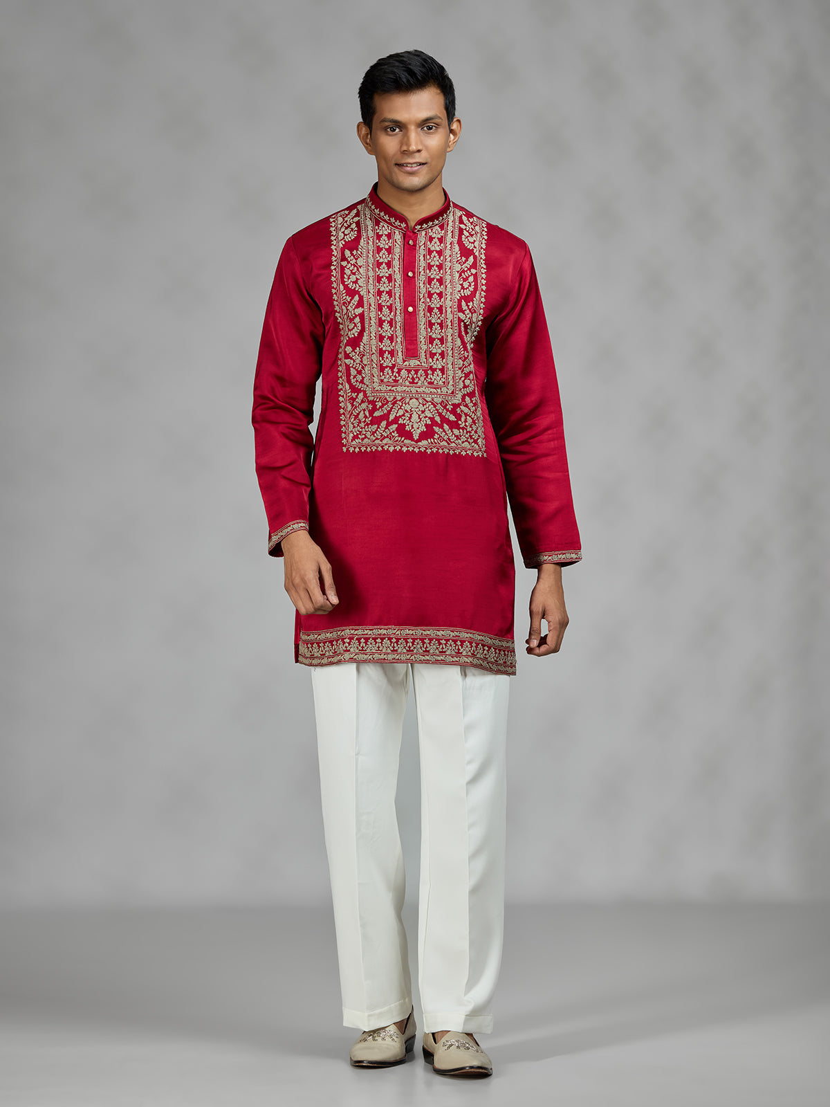 Maroon red regal mens kurta suit
