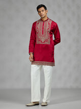Maroon red regal mens kurta suit