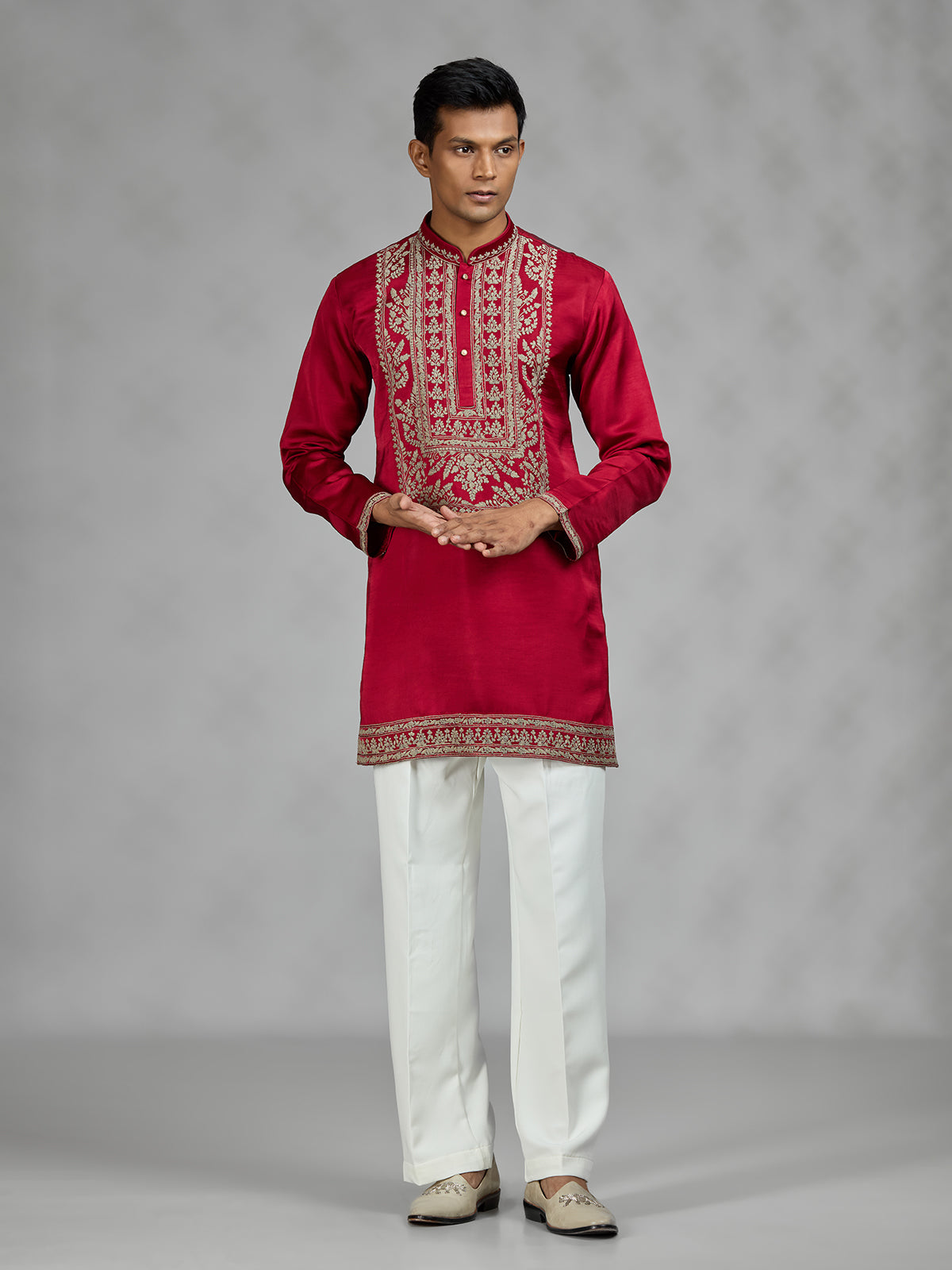 Maroon red regal mens kurta suit