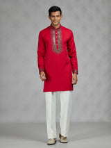 Red radiant mens kurta suit