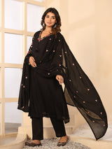 Black floral women kurti set