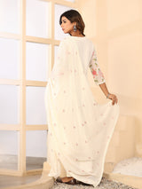 White floral women kurti set