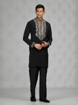 Black contemporary mens kurta suit
