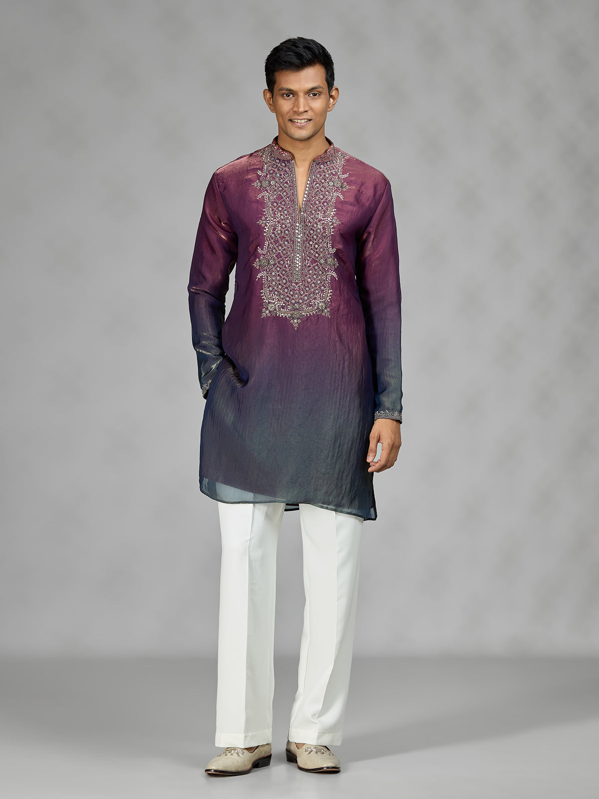 Deep purple Persian mens kurta suit