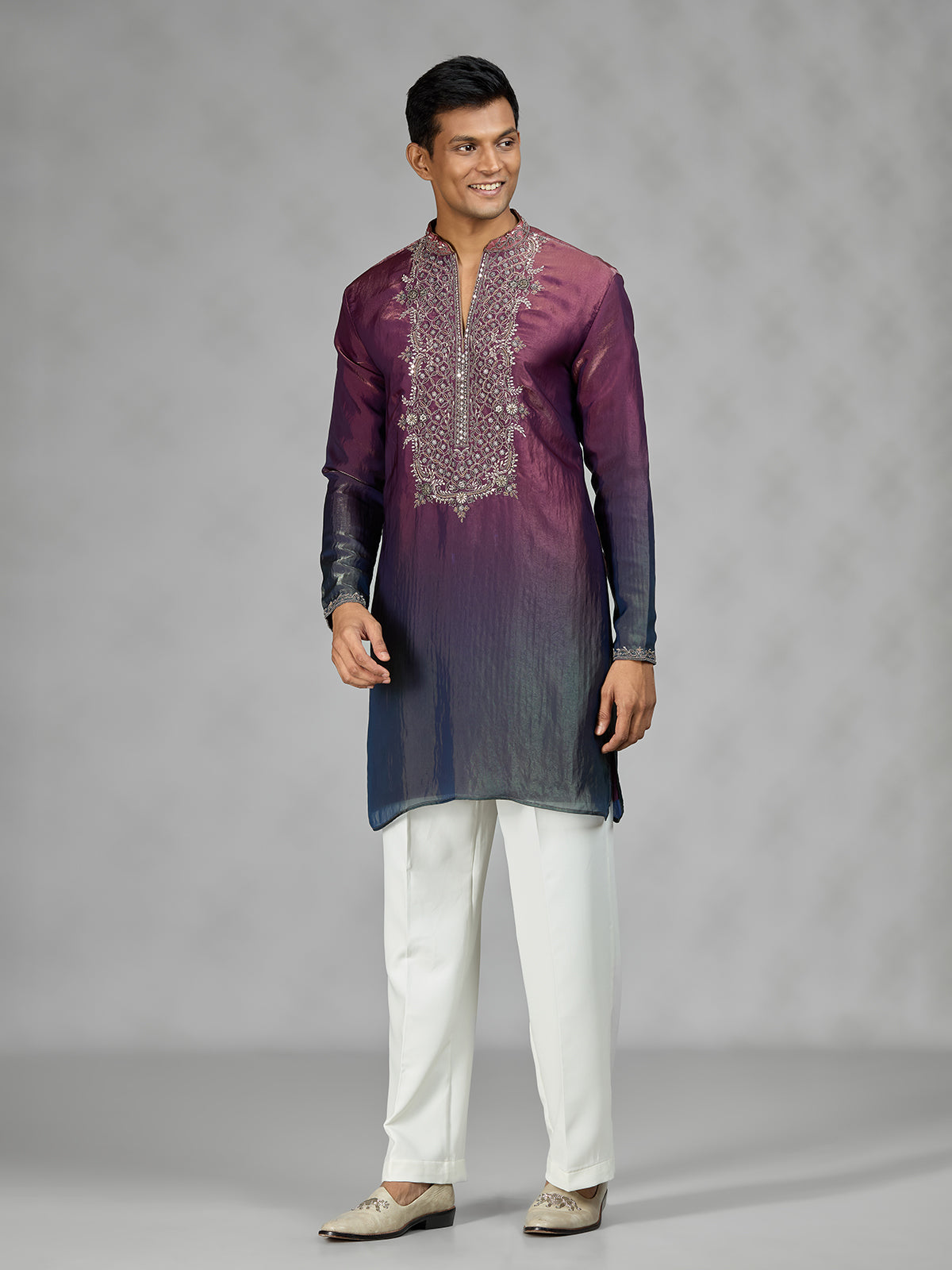 Deep purple Persian mens kurta suit