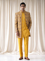 Mustard yellow luxury mens indo western