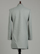 Pista green embellished crest motif indowestern suit for mens