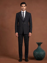 Classic black silk designer notch lapel coat suit for mens