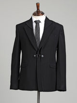 Classic black silk designer notch lapel coat suit for mens