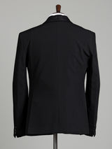 Black embellished terry rayon shawl lapel coat suit for mens