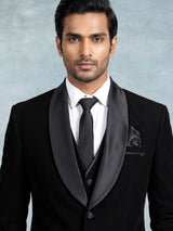 Black terry rayon designer shawl lapel coat suit for mens