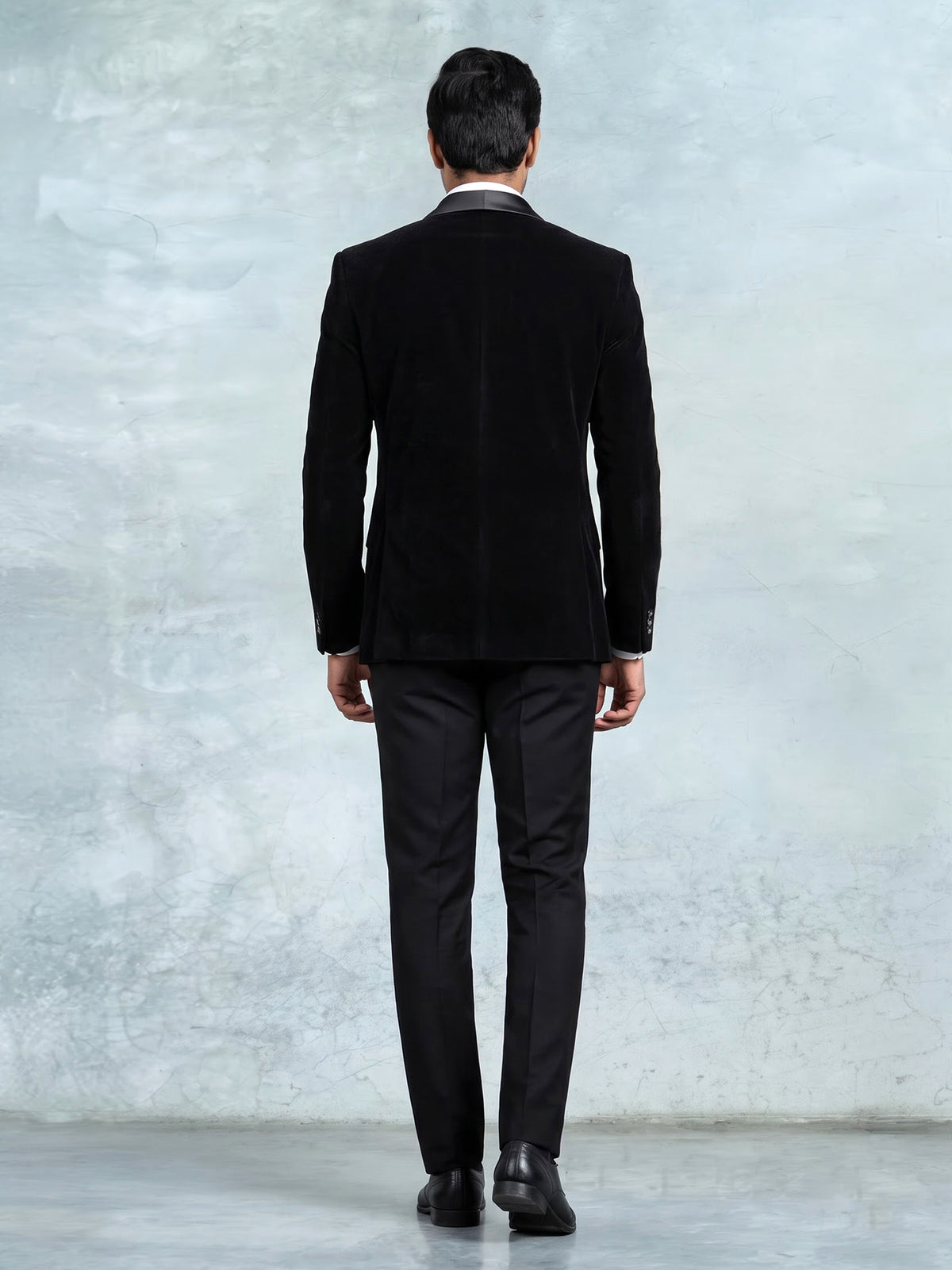 Black terry rayon designer shawl lapel coat suit for mens