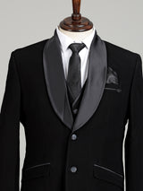 Black terry rayon designer shawl lapel coat suit for mens