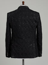 Black silk embroidered shawl lapel coat suit for mens weddings