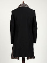 Black terry rayon embellished indowestern set for mens weddings