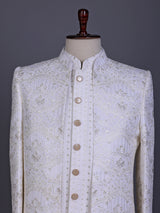 White architectural premium mens indo western