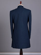 Peacock blue royal crest mens indo western