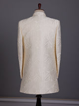 Cream architectural mens indo western