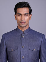 Denim blue tailored mens jodhpuri suit