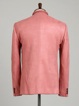 Muted pink textured jodhpuri suit for mens with floral beadwork
