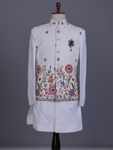 White botanical mens waistcoat set