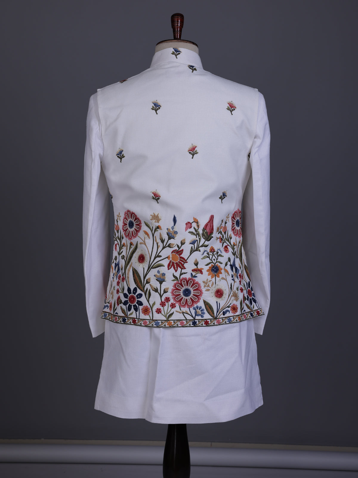 White botanical mens waistcoat set
