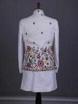 White botanical mens waistcoat set