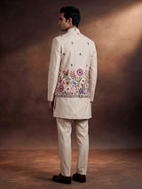 Cream botanical mens waistcoat set