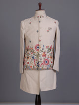 Cream botanical mens waistcoat set