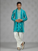 Firozi blue zardosi mens kurta suit