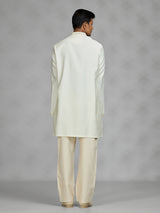 Cream lattice mens kurta suit