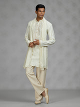 Cream lattice mens kurta suit