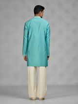 Firozi blue lattice mens kurta suit