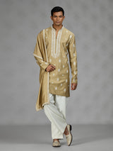 Khakhi zardosi mens kurta suit