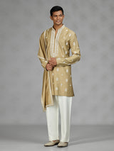 Khakhi zardosi mens kurta suit
