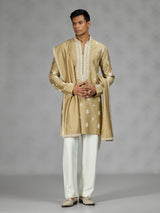 Khakhi zardosi mens kurta suit
