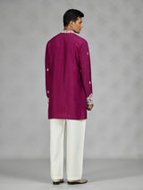 Wine floral mens kurta pajama