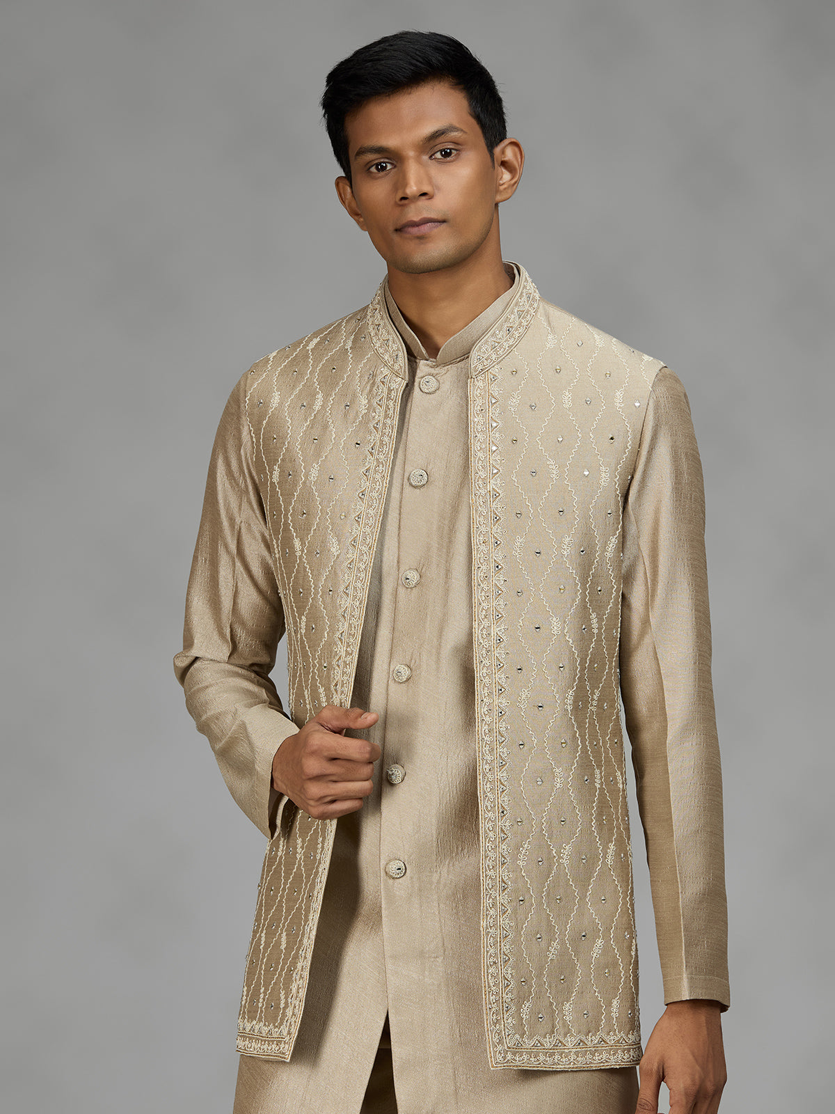 Khakhi light brown premium mens waistcoat set