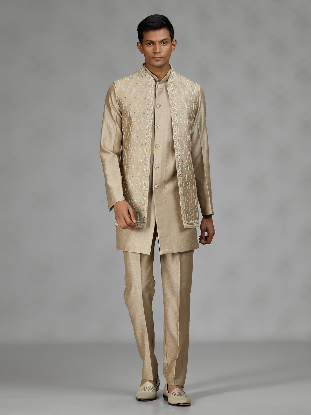 Khakhi light brown premium mens waistcoat set