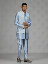 Pastel sky blue premium mens waistcoat set