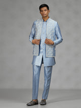 Pastel sky blue premium mens waistcoat set