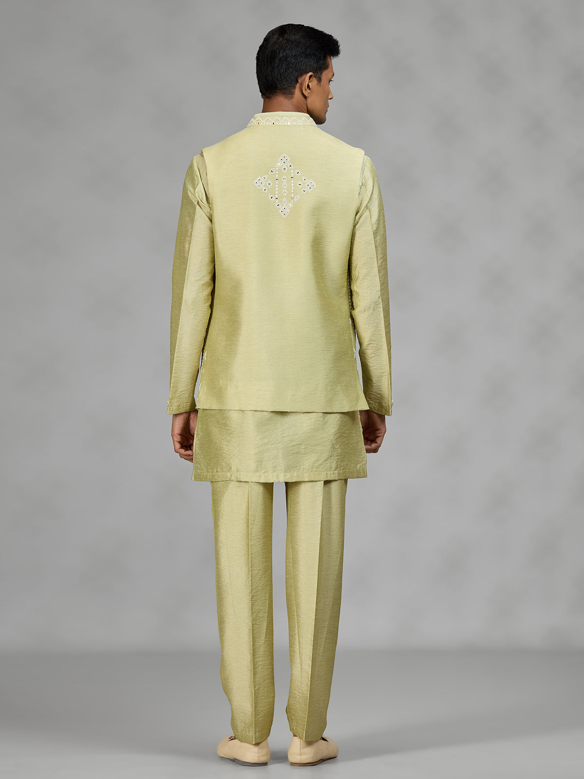 Pastel pista green premium mens waistcoat set