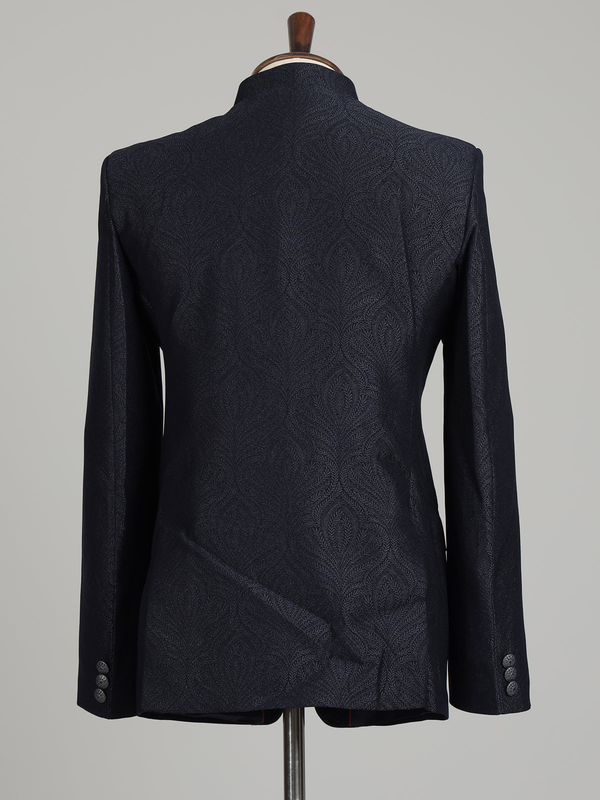 Blue mens textured jacquard brooch detail jodhpuri suit for weddings