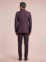 Wine mens textured jacquard designer button jodhpuri suit for weddings