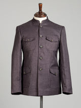 Charcoal mens grey patch pocket poly-viscose jodhpuri suit for weddings