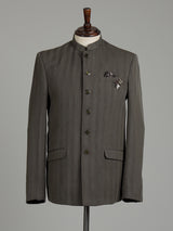 Olive mens brown premium textured bandhgala jodhpuri suit for weddings