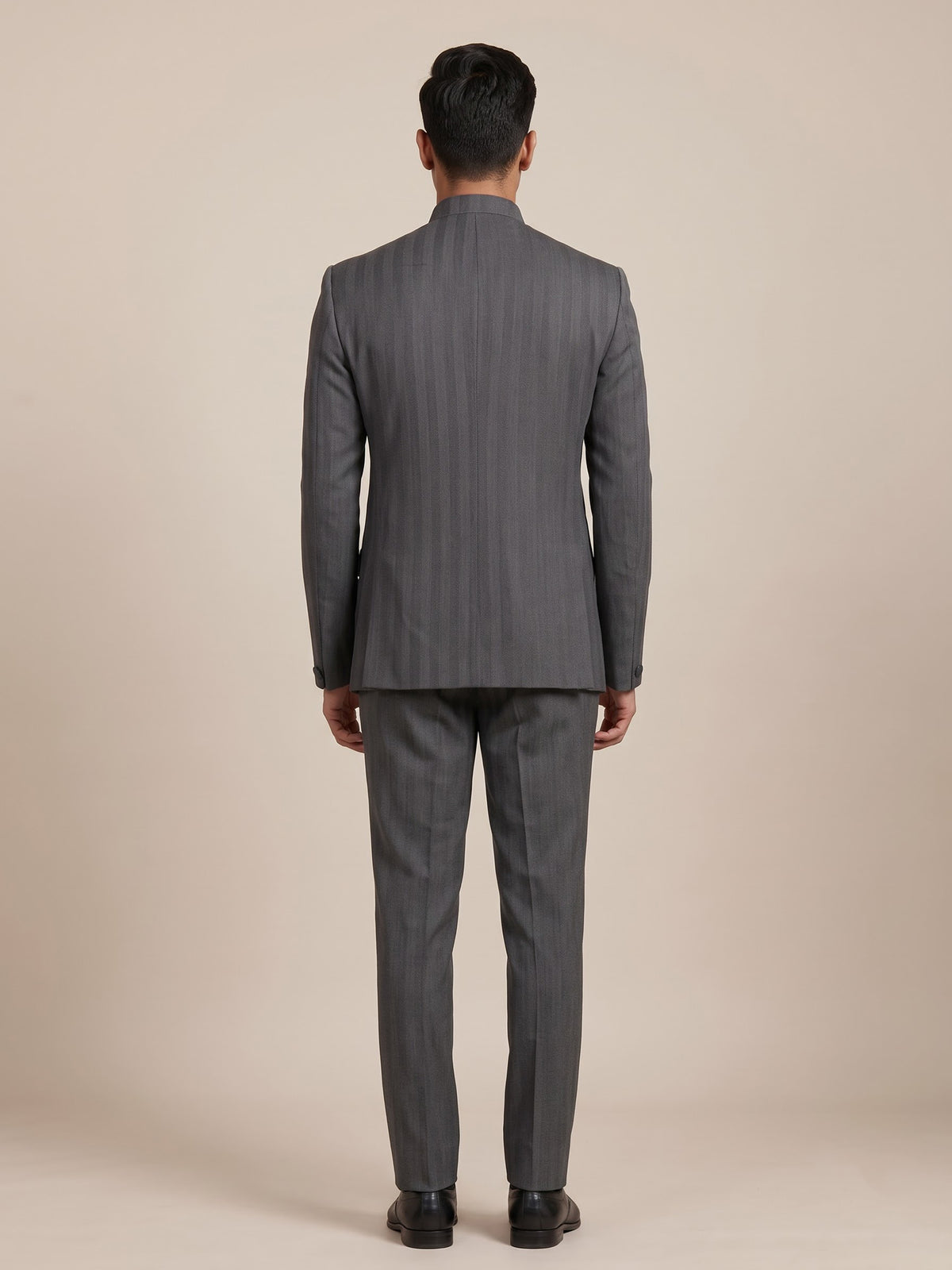Charcoal mens grey refined textured poly-viscose jodhpuri suit for weddings