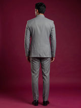 Grey mens tonal zardosi medallion bandhgala jodhpuri suit for weddings
