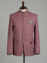Onion mens pink embellished textured jacquard jodhpuri suit for weddings