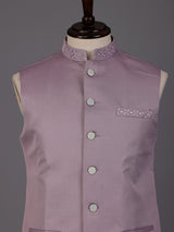 Lilac purple embroidered waistcoat with detailed collar and pocket trim